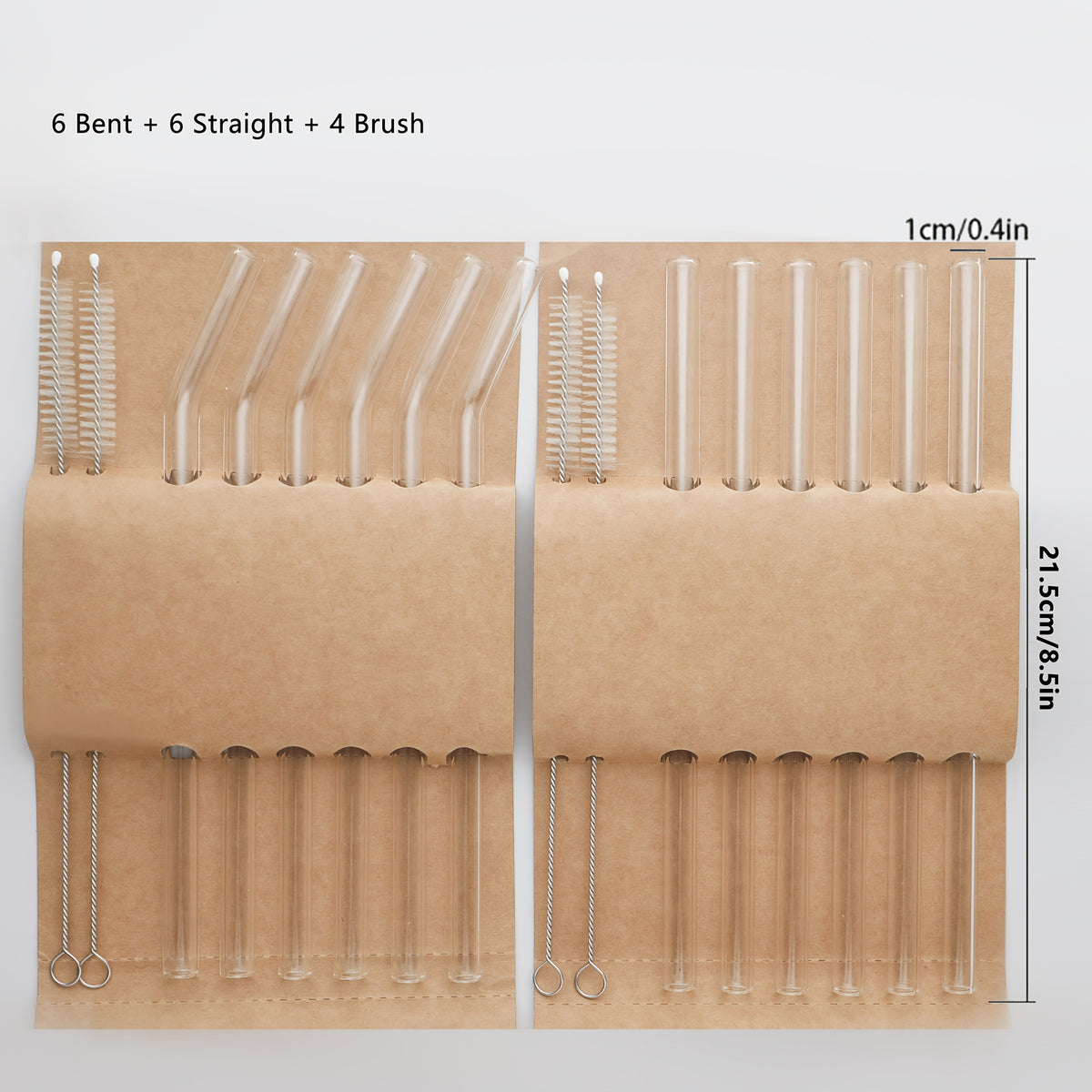 Reusable Glass Straws Set 12pcs with 4 Cleaning Brushes BPA Free Borosilicate Heat Resistant Drinking Straws for Smoothies Coffee Tea Milkshakes - Straight & Bent Glass Straws 8.5 Inch 10mm