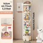 Stuffed Animal Storage Tube 4-Layer Transparent with Handle, 63.8" Vertical Display Tower for Plush Toys, Dolls & Collectibles – Dustproof Sealed Organizer for Bedroom, Living Room & Dollhouse Decor