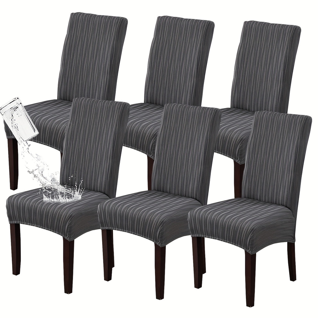 Stain-Resistant Stretch Dining Chair Covers Set of 4 or 6 Jacquard Polyester-Spandex Removable Slipcovers – Pet & Kid Friendly, Machine Washable, for Restaurant Home Wedding Christmas