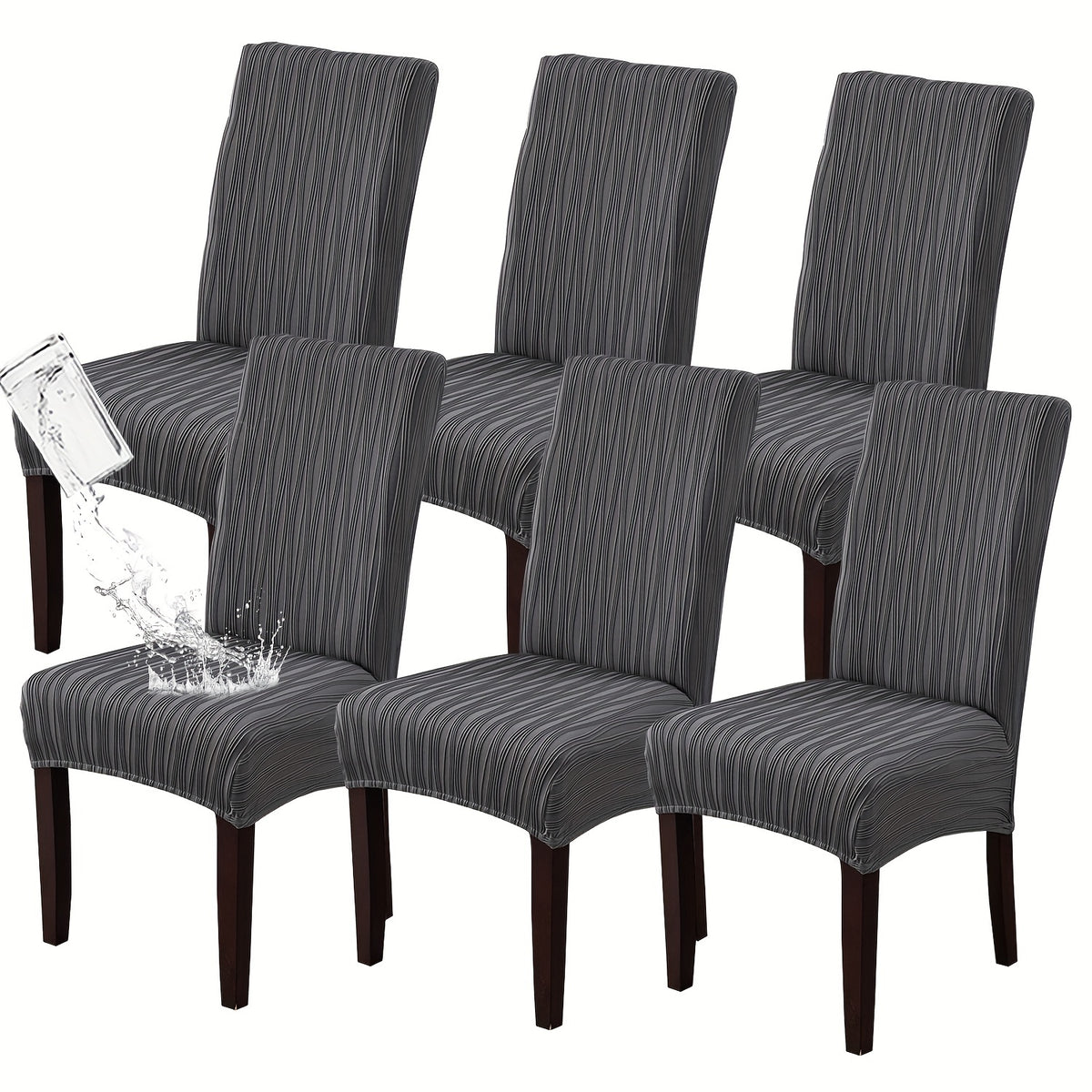Stain-Resistant Stretch Dining Chair Covers Set of 4 or 6 Jacquard Polyester-Spandex Removable Slipcovers – Pet & Kid Friendly, Machine Washable, for Restaurant Home Wedding Christmas
