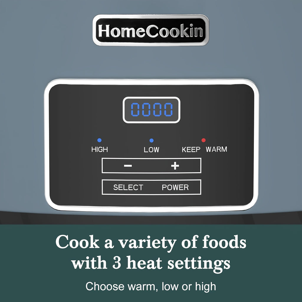 Large Digital Slow Cooker 6QT & 8QT with Stoneware Pot, Programmable Keep Warm Function, One-Touch Digital Display, 240W — Family Dinners, Roasts & Stews, Red White Black Blue