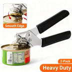 3-in-1 Stainless Steel Can Opener 2-Pack – Ergonomic Handle, Smooth Edge, Bottle Opener, Heavy-Duty Kitchen Tool for Home Cooks & Chefs