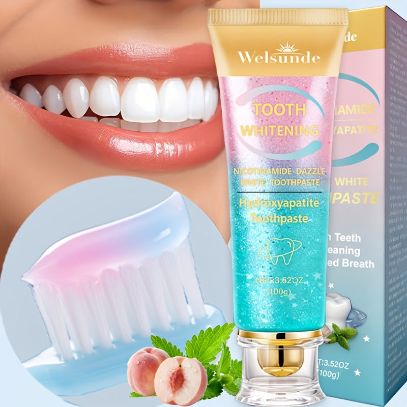 Niacinamide Toothpaste Mint Peach Flavor 3.52oz - Deep Cleaning Whitening Toothpaste Freshens Breath Natural Oral Care Daily Dental Hygiene