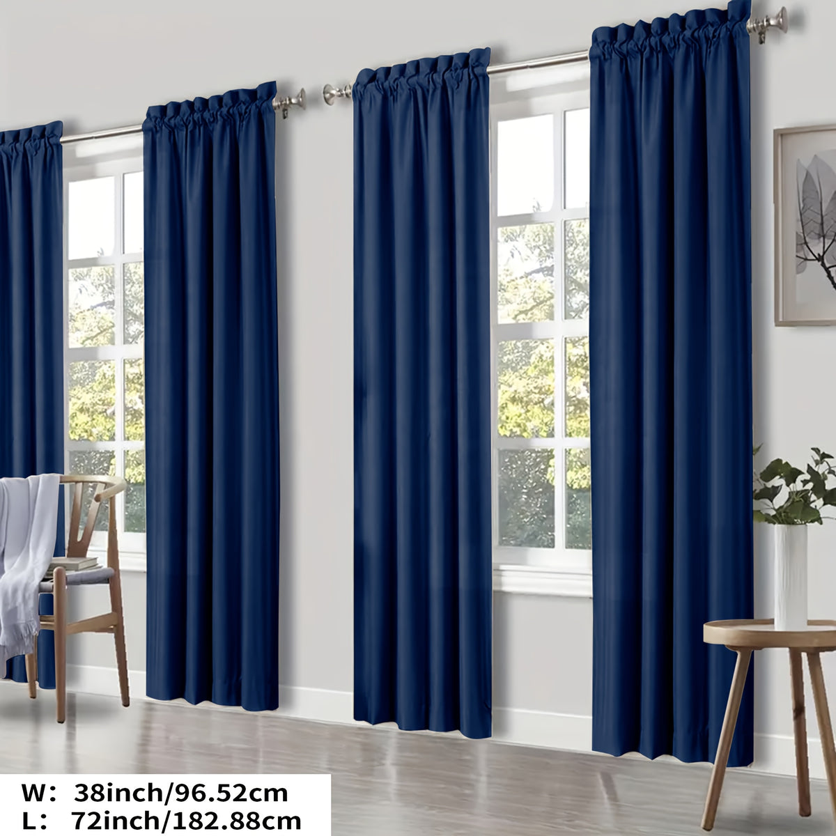 100% Blackout Curtains Rod Pocket 4 Panels - Thermal Insulated Energy Saving Drapes for Bedroom Living Room, 38" & 52" Wide 54"–108" Long, 7 Colors