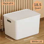 13-Inch Square Plastic Storage Bins 4-Pack with Handles Lid & No-Lid Options White Wardrobe Storage Box Set for Clothes Tools Closet Shelves – Premium Home Organization Containers