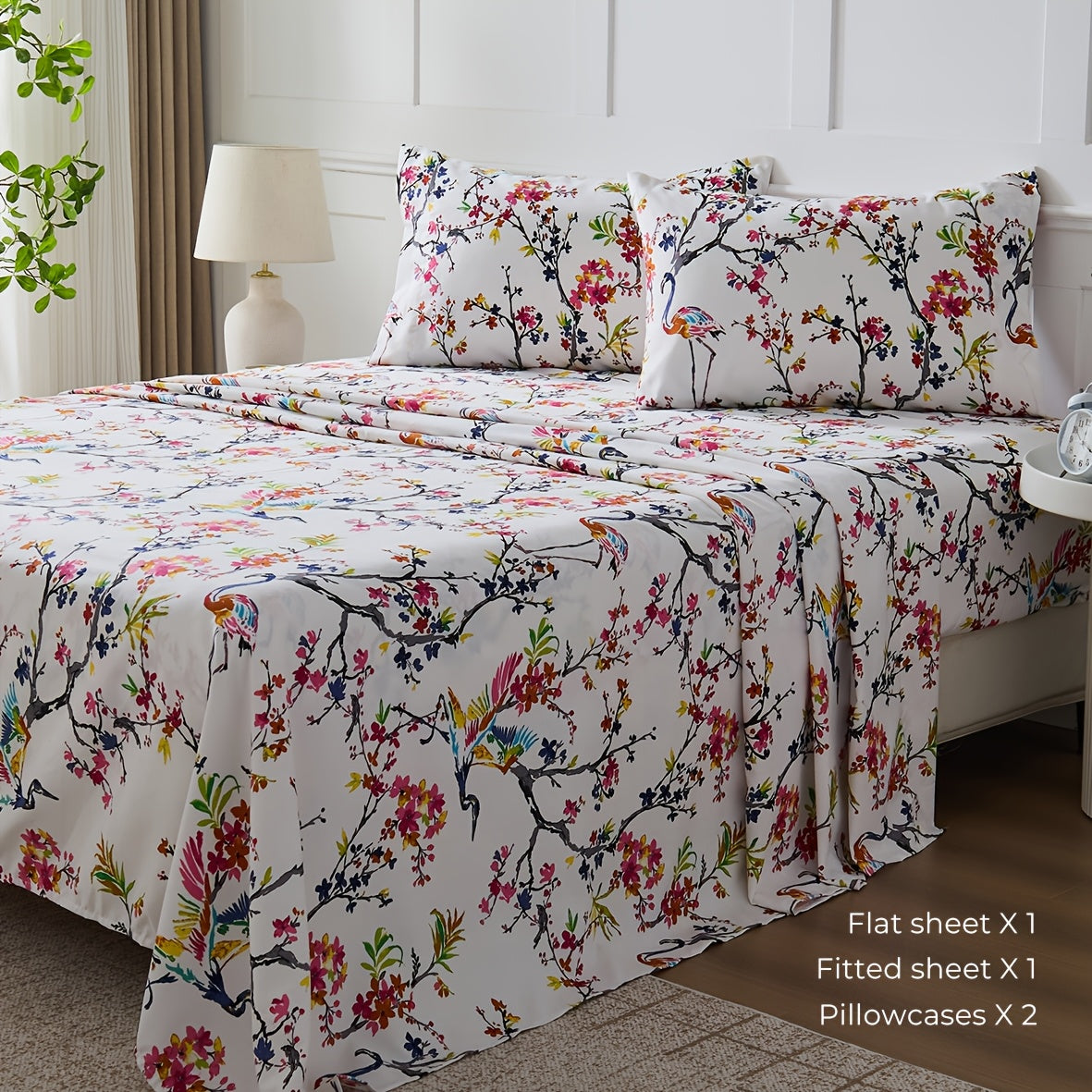 Deep Pocket Printed Sheet Set 3 or 4 Piece Breathable Cool Sheets Luxury Hotel Bedding Soft Wrinkle-Resistant Twin Full Queen King Cal King - Buffalo Check Botanical Florence Paisley Patterns