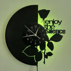 LED Vinyl Wall Clock Black Rose Theme with Color-Changing LED Lights – Unique Home Decor Wall Clock Gift