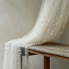 White Pearl Sheer Tulle Fabric 160x300cm 5.25x9.8ft for Wedding Party Home Window Wall Tabletop Decoration Festive Event Backdrop