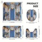 4-Piece Vintage Shower Curtain Set with Hooks, Non-Slip Floor Mat, Toilet U-Mat & Lid Cover — Waterproof Odor-Free Decorative Bathroom Ensemble, Ideal Gift