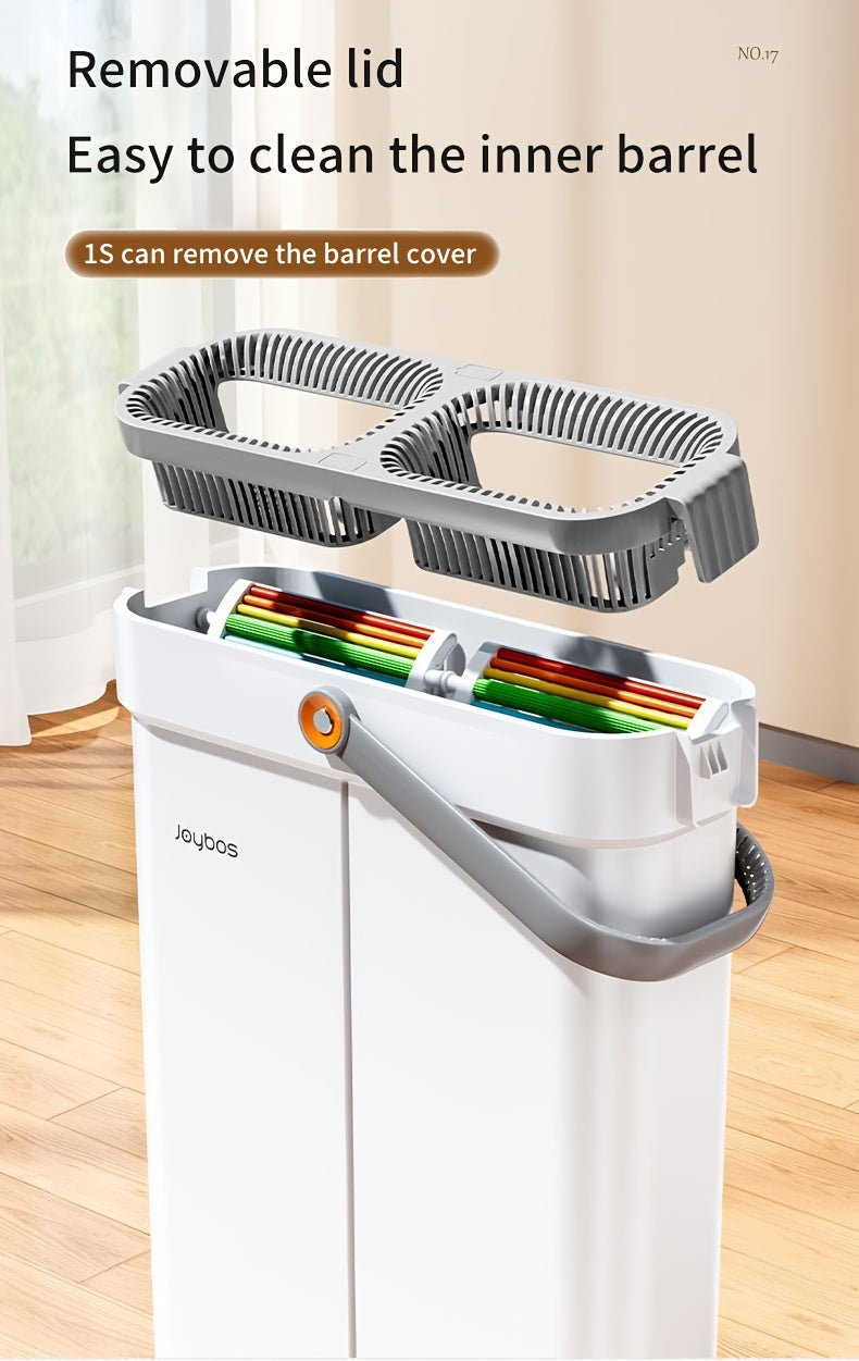 Flat Mop and Bucket Set 360 Degree Rotating Hands-Free Wringing Dual Compartment Clean Dirty Separation Ultra-Fine Fiber Floor Mop for Kitchen Bathroom Hardwood Tile
