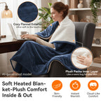 Electric Heated Blanket Soft Flannel 10 Temperature Levels Dual Control – PTC+NTC Overheat Protection, Machine Washable, for Couples Bedroom & Winter Home Use