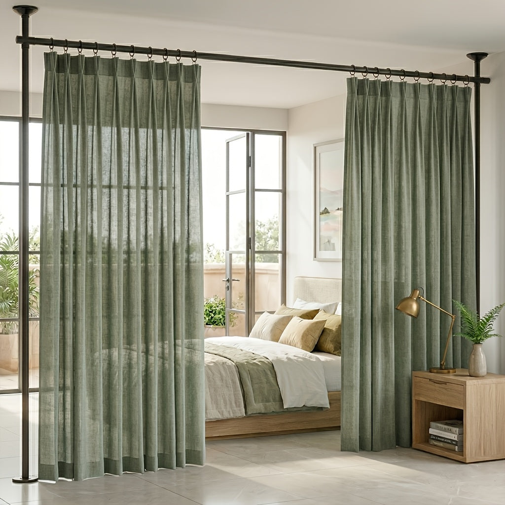 Privacy Room Divider Tension Pole No Drill 4-10ft Adjustable – Heavy Duty Floor to Ceiling Space Separator 28-70 Inch Wide for Home Kitchen Bedroom, Style A & B