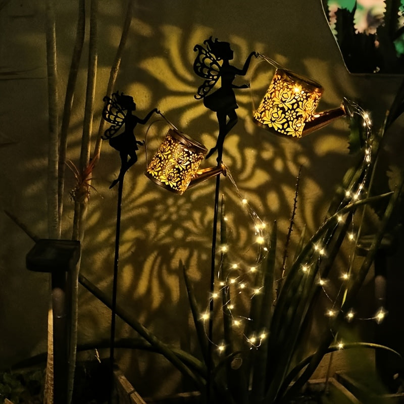Solar Fairy Watering Can Light with String Lights – Vintage Metal Outdoor Garden Lamp, 600mAh Battery, Auto Dusk-to-Dawn, Portable Pathway & Patio Decor Light for Lawn & Garden, White or Colorful