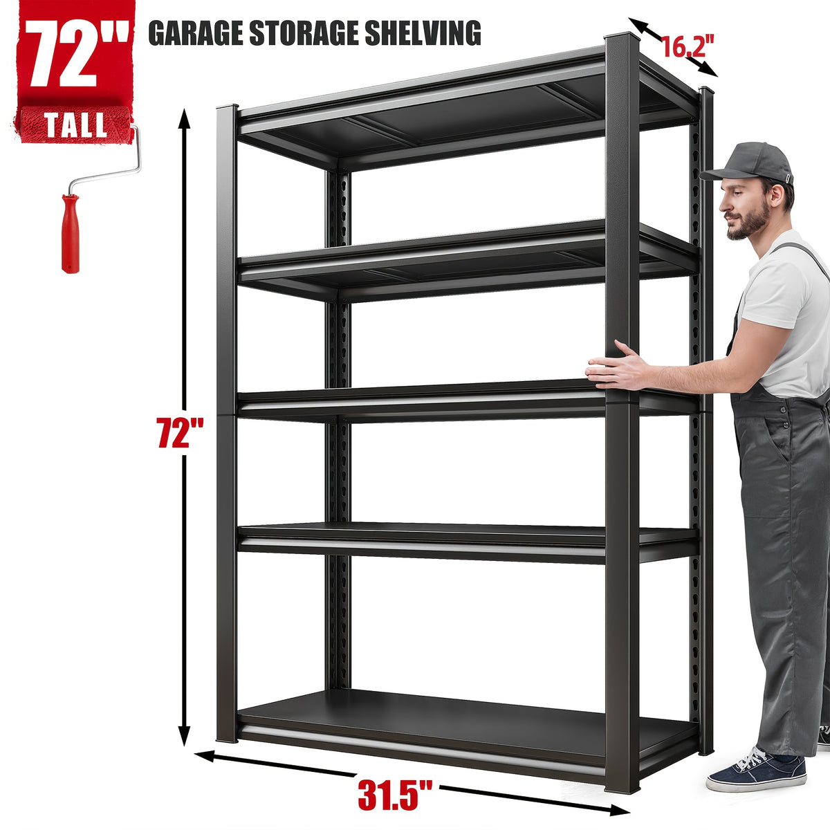 Heavy Duty 5 Tier Metal Shelving Unit 72" Adjustable Storage Rack for Kitchen Garage Basement Warehouse – 3000 LB Capacity Industrial Standing Shelf