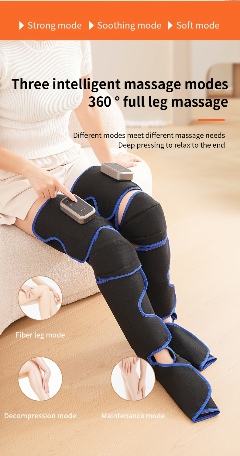 Full Leg Massager with Heat & Vibration Cordless Rechargeable – 4 Modes Pneumatic Compression for Calves Thighs Knees Ankles Soles, Large Screen, Mother's Day Father's Day Gift