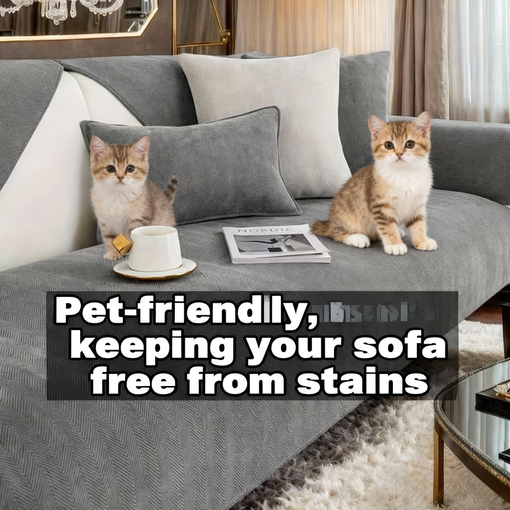 Chenille Sofa Cover for 3 4 Seater Washable Non-Slip Couch Cover Pet Friendly Furniture Protector Gray Brown Living Room