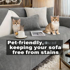 Chenille Sofa Cover for 3 4 Seater Washable Non-Slip Couch Cover Pet Friendly Furniture Protector Gray Brown Living Room