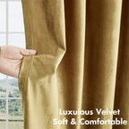 Velvet Grommet Curtains 4 Panels – Room Darkening Thermal Flannel Drapes for Living Room & Bedroom, Luxury Soft Window Panels, 52"W Multiple Lengths, Golden Hot Pink Champagne Taupe