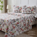 Deep Pocket Printed Sheet Set 3 or 4 Piece Breathable Cool Sheets Luxury Hotel Bedding Soft Wrinkle-Resistant Twin Full Queen King Cal King - Buffalo Check Botanical Florence Paisley Patterns