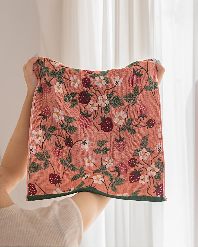 Four-Layer Gauze Jacquard Hand Towel & Kitchen Towel Set Thickened Soft Absorbent Quick Dry - Floral Pastoral Style Multi-Function 4 Designs | Nuvia Haven