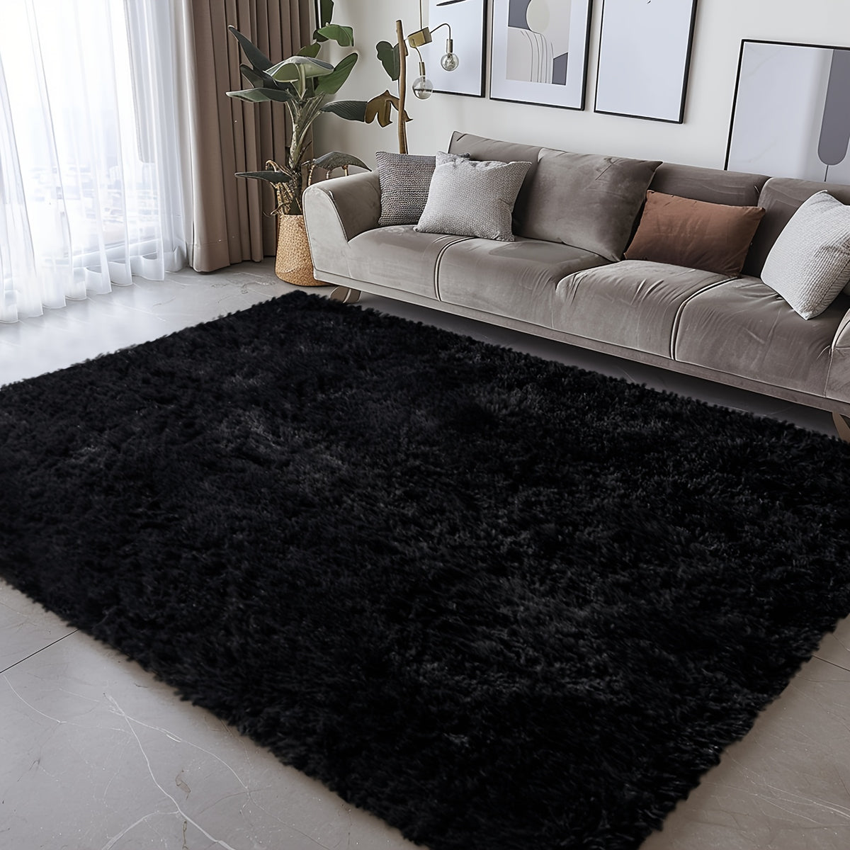 Velvet Shag Area Rug with Non-Slip Backing – Super Soft Plush Indoor Carpet for Living Room, Bedroom & Kitchen, Tie-Dye & Solid Colors, 5 Sizes