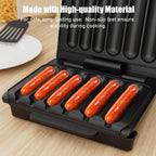 Electric Sausage Grill & Sandwich Maker with Nonstick Plate and Cord Storage - Hot Dog Cooker for BBQ, Veggie Sausages & Brats, Compact Countertop Indoor Grill