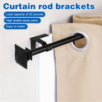 No-Drill Black Curtain Rod Brackets – Heavy Duty Screwless Steel Holders, Adjustable, Holds 20 lbs | Set of 4, 8, or 12 | Nuvia Haven
