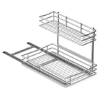 Pots & Pans Organizer Rack for Under Cabinet – 10 Adjustable Dividers, Pull-Out Chrome Steel, for Pot Lids, Cutting Boards & Bakeware, 11” W × 17.5” D × 8.3” H
