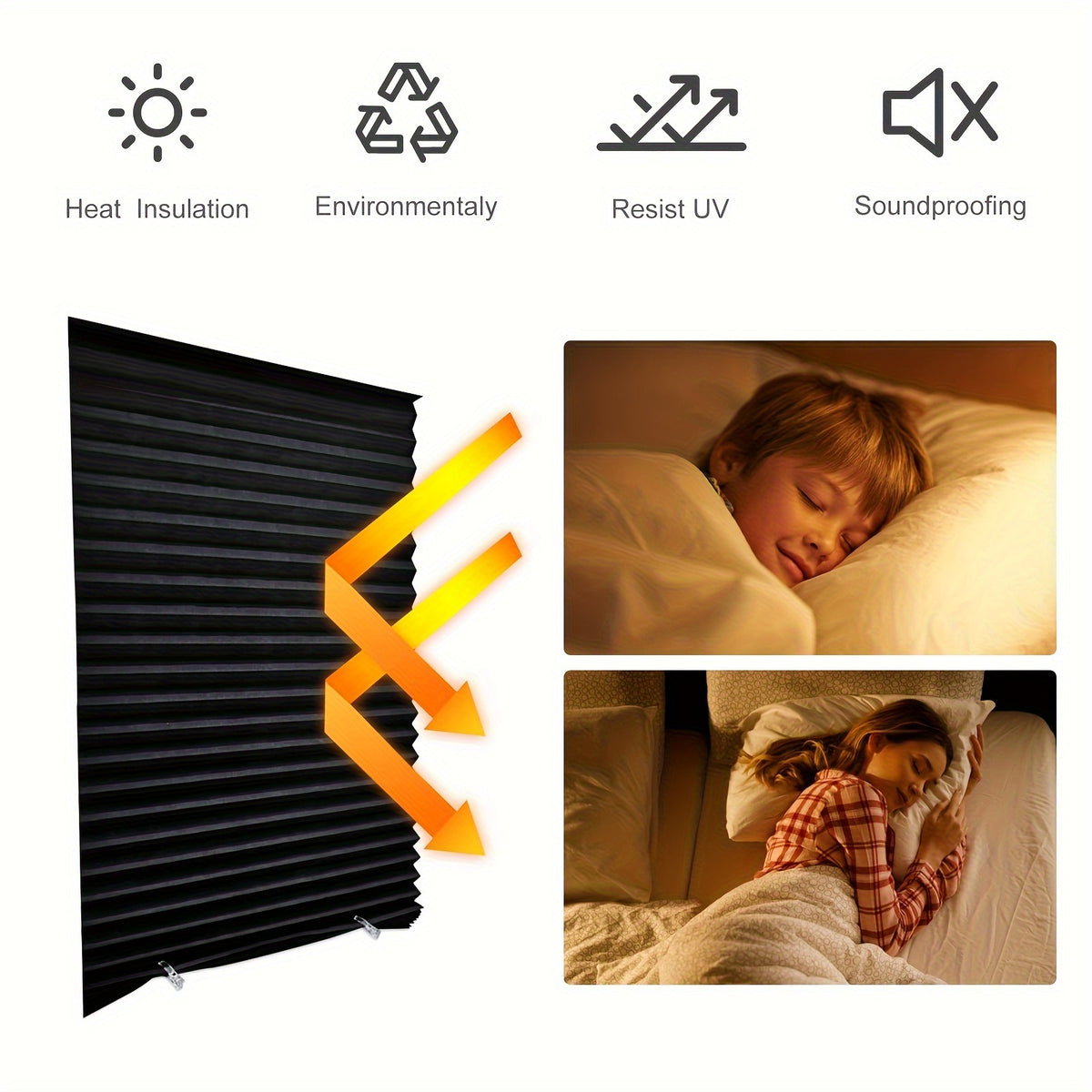 Cordless Pleated Window Shades 6 Pack No Drill - Light Filtering Room Darkening Blinds with Clips, Child Safe, 5 Colors 2 Sizes for Bedroom Living Room Office