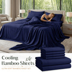 Cooling Bamboo Sheet Sets Deep Pocket 16 Inch Moisture-Wicking Breathable Soft 1800 Thread Count Fitted Sheet Twin Full Queen King All Season