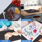 Silicone Kitchen Counter Mat Extra Large, Nonslip Heat Resistant Countertop Protector, Nonstick Waterproof Craft Mat & Table Placemat, Multi-Size in Gray, Black & Translucent