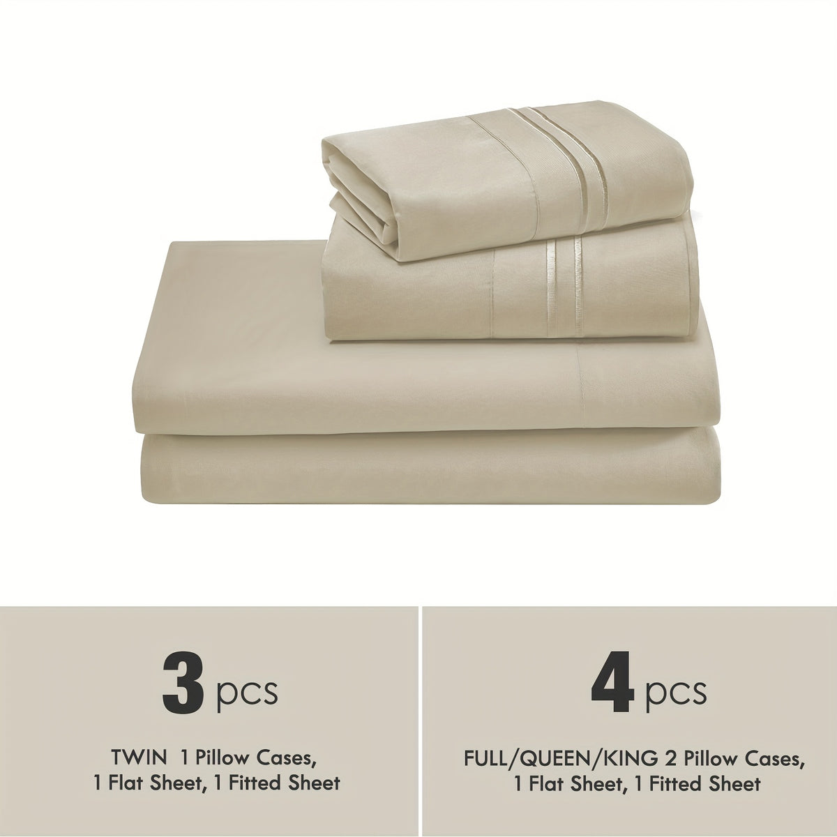 Deep Pocket Bed Sheet Set 3/4 Pcs Cooling Soft Breathable Fade-Resistant Bedding – All-Season Comfort for Twin Full Queen King, 9 Colors, Dorms & Guest Rooms