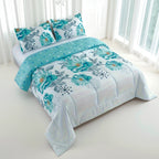 Reversible Floral Comforter Set 2/3 Piece – Dual-Sided Pattern & Color, Lightweight All-Season Quilt with Pillowcases, Soft Bedding Set Twin Queen King