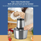 300W Electric Food Chopper & Meat Grinder, 2L, 4 Bi-Level Stainless Steel Blades, 2 Speed Modes, Low Noise — Chops Meat, Vegetables, Fruits, Nuts & Herbs, Easy Clean