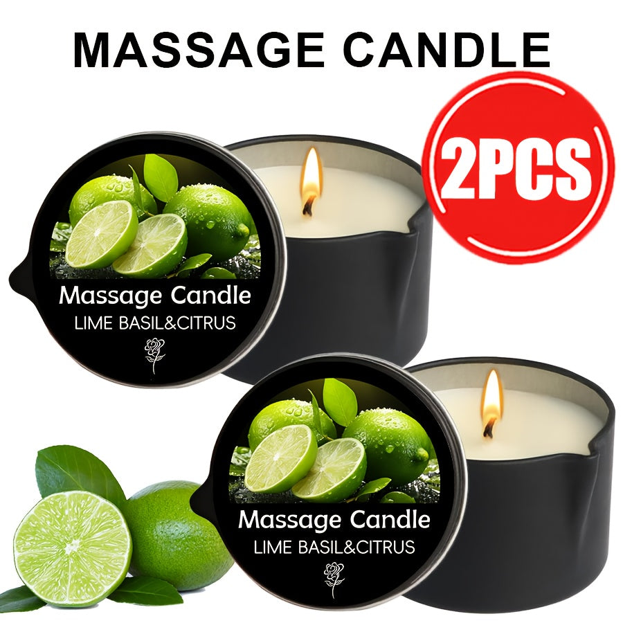 2-in-1 Soy Wax Massage Oil Candle Essential Oil Scented Warm Moisturizing Body Lotion Luxury Spa Candle Gift Set for Women Nail Salon Pedicure Wedding Christmas Valentine 1pc 2pc 6pc 17 Scents