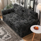 Floral Print Sofa Cover Stretch Elastic Polyester - Artistic Black Floral Pattern Couch Slipcover Machine Washable for 1 2 3 4 Seater Living Room Bedroom Dining Chair
