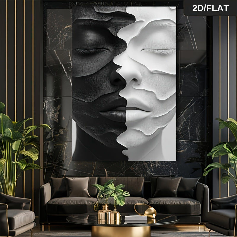 Abstract Dual Face Framed Canvas Wall Art - Modern Art Print for Home, Bar, Cafe, Office, Bedroom Decor, Unique Halloween Christmas Gift for Young Adults