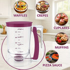 Pancake Batter Dispenser Set 2-Piece Handheld Batter Separator with Squeeze Handle & Cleaning Brush – Cupcake Waffle Baking Tool, Mess-Free Kitchen Gadget for Perfect Portions