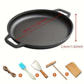 Cast Iron Pizza Pan 6-Piece Set – 11-Inch Pre-Seasoned Griddle for Oven, Stovetop, Grill & Campfire | Multi-Purpose Round Cast Iron Baking Pan for Pizza, Bread & More
