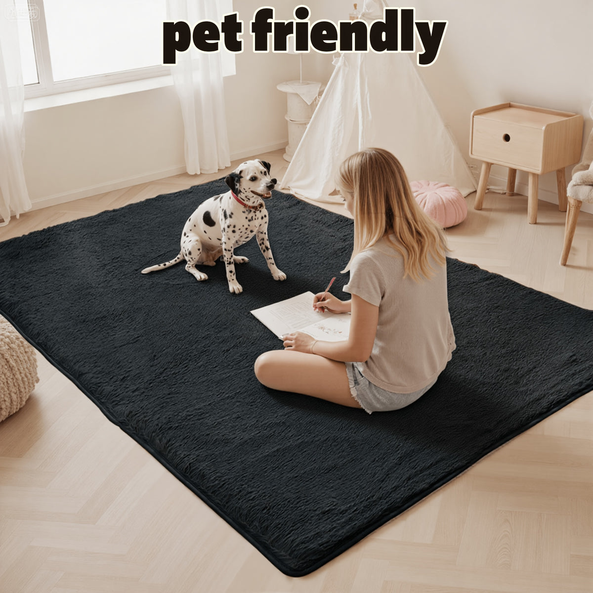 Fluffy Plush Area Rug 1.6 Inch Thick Non-Slip Machine Washable Polyester Tie Dye Rectangle Carpet for Living Room Bedroom Multiple Sizes and Colors