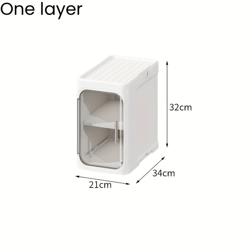 Bathroom Storage Cabinet 1 2 3 4 Tier Foldable Plastic Organizer with Doors and Shelves – Space-Saving Under Sink & Counter Solution