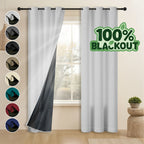 Grommet Blackout Curtains 2 Panels 100% Polyester for Bedroom, Living Room & Dining – Stainless Steel Rings, Black Backing, 8 Colors & 9 Sizes