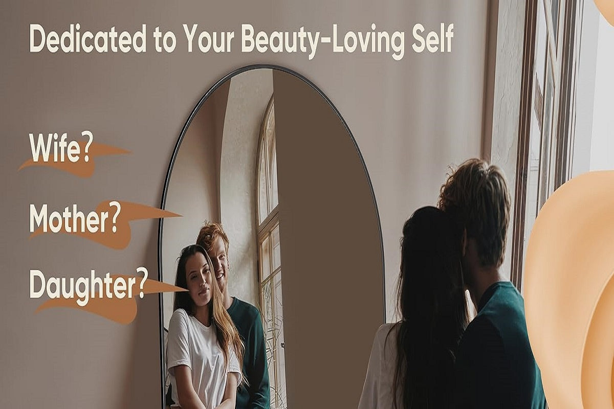 Full Length Floor Mirror Arched Freestanding Large Full Body Standing Mirror with Sturdy Base Polished Surface for Bedroom Living Room Bathroom Space Enhancing Home Decor