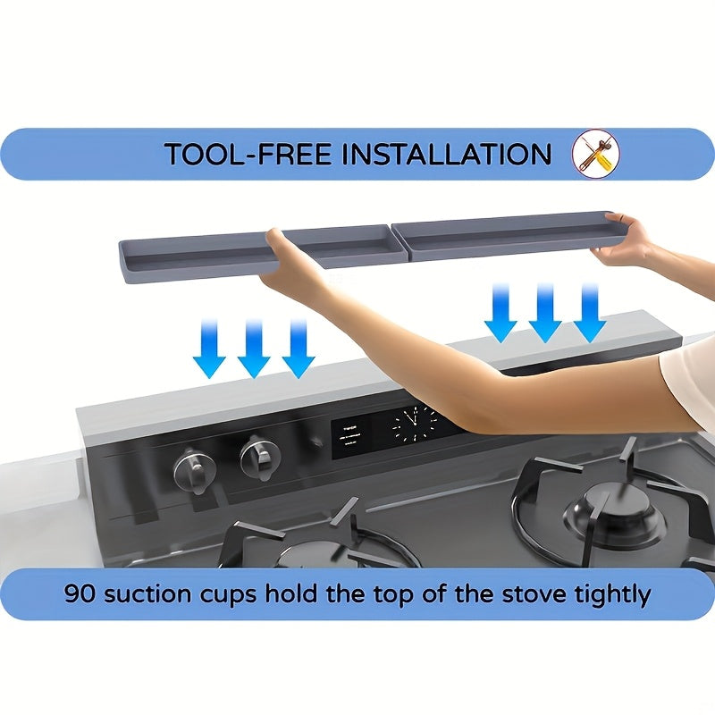 Silicone Stove Organizer 30-Inch with Ultra-Strong Suction Base – Space-Saving Kitchen Storage Rack for Spices, Utensils & Tools | Heat-Resistant, Dishwasher-Safe for Gas & Electric Stoves, RV, Small Kitchens