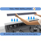 Silicone Stove Organizer 30-Inch with Ultra-Strong Suction Base – Space-Saving Kitchen Storage Rack for Spices, Utensils & Tools | Heat-Resistant, Dishwasher-Safe for Gas & Electric Stoves, RV, Small Kitchens