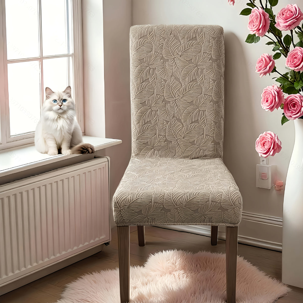 Dining Chair Covers 4/6pcs – Plant Print Stretch Parsons Chair Slipcovers 90% Polyester Elastic Band All-in-One Seat & Back Protector, Vintage Elegant Style for Kitchen Wedding Mother's Day Gift