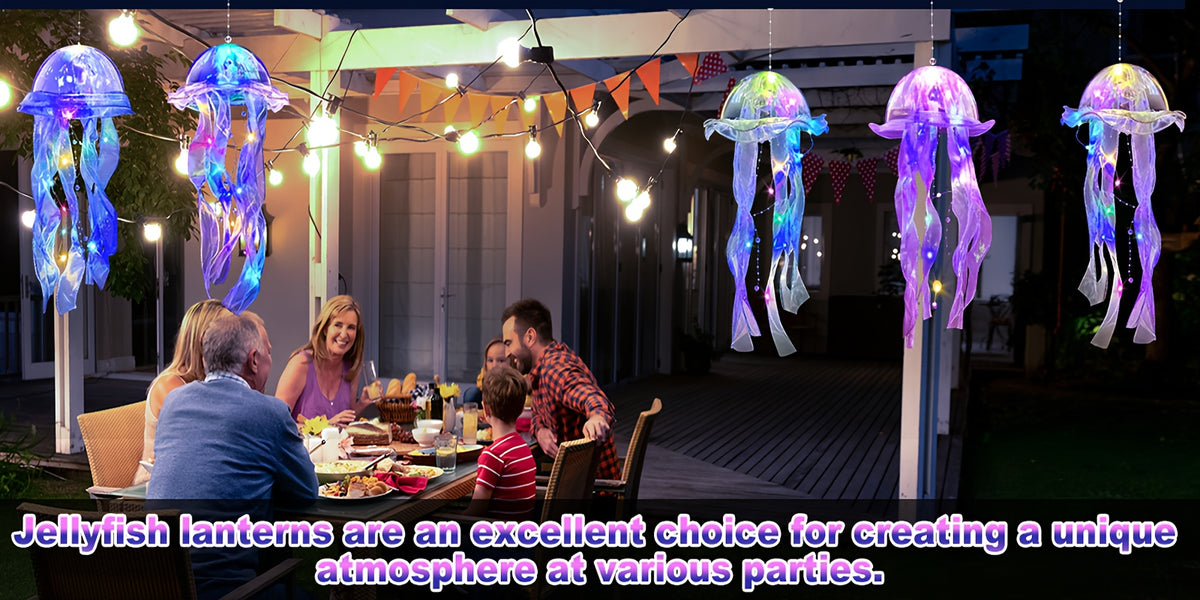 Jellyfish Lantern Party Decorations Colorful Translucent Hanging Lights – 5 or 9 Piece Set for Halloween, Christmas, Weddings & Birthday Indoor Outdoor Festive Decor