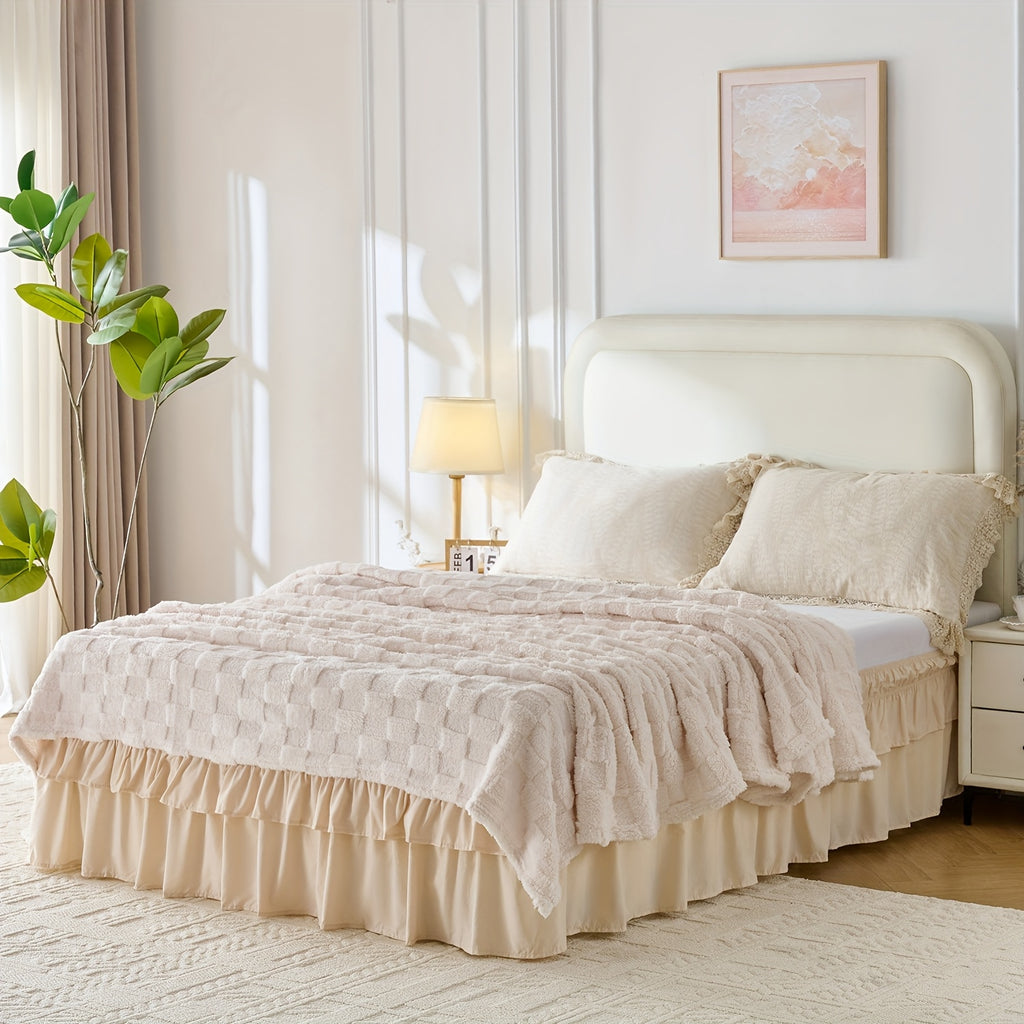 Dust Ruffle Bed Skirt 16 Inch Drop Elastic Wrap Around – Double Ruffle Easy Install Machine Washable, Twin Full Queen King CK, 10 Colors