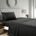 Striped Bed Sheet Set Extra Soft Breathable, Fade-Resistant Deep Pocket Fitted Sheets for Bedroom Guest Room Hotel – All Season 3/4 Piece (Flat Sheet, Fitted Sheet, Pillowcase)