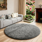 Tie Dye Round Area Rug Soft Plush Shaggy Circle Floor Mat Non-Slip for Living Room Bedroom Dorm – Boho Rainbow & Solid Colors 4x4 5x5 6x6 7x7 8x8 Ft | Home Decor Aesthetic